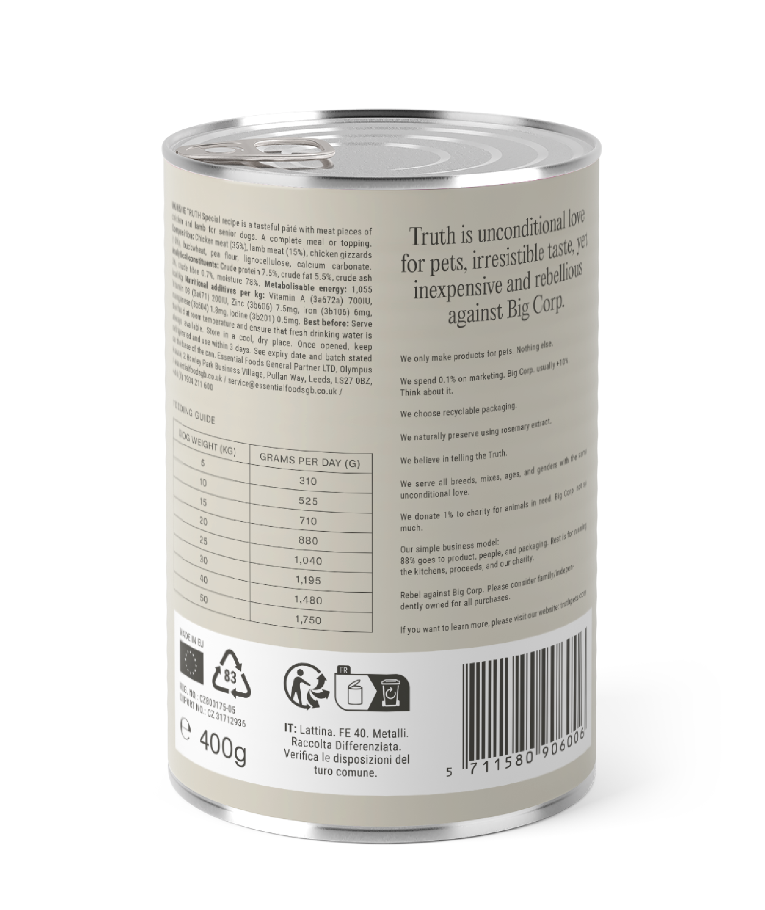 TRUTH PETS SPECIAL CHICKEN & LAMB PÂTÉ, 400G x 6